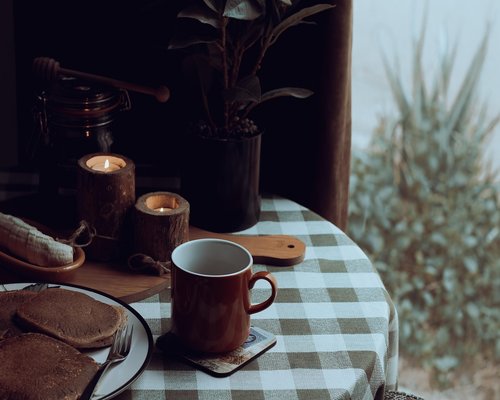 Colombian family enjoying a peaceful morning with coffee at home